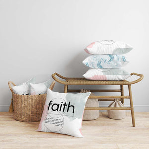 
                  
                    Faith quote - Romans 3:22 Modern Scripture Pillow
                  
                